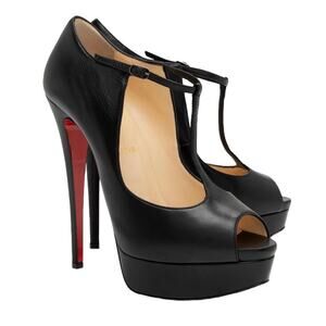 Christian Louboutin Black Leather Platform Pumps Size 39